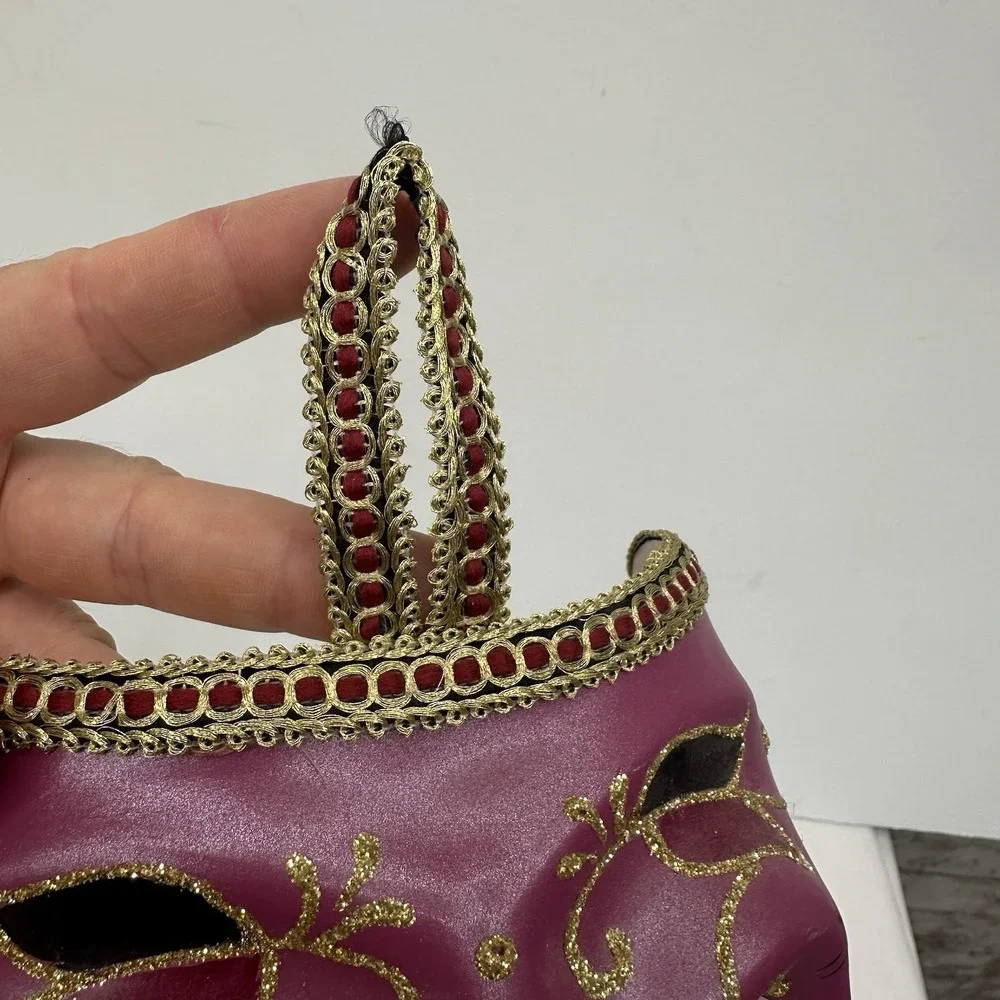 Purple Gold Venetian Mardi Gras Nose Mask MASQUERADE CARNIVAL PARTY Zanni Plague